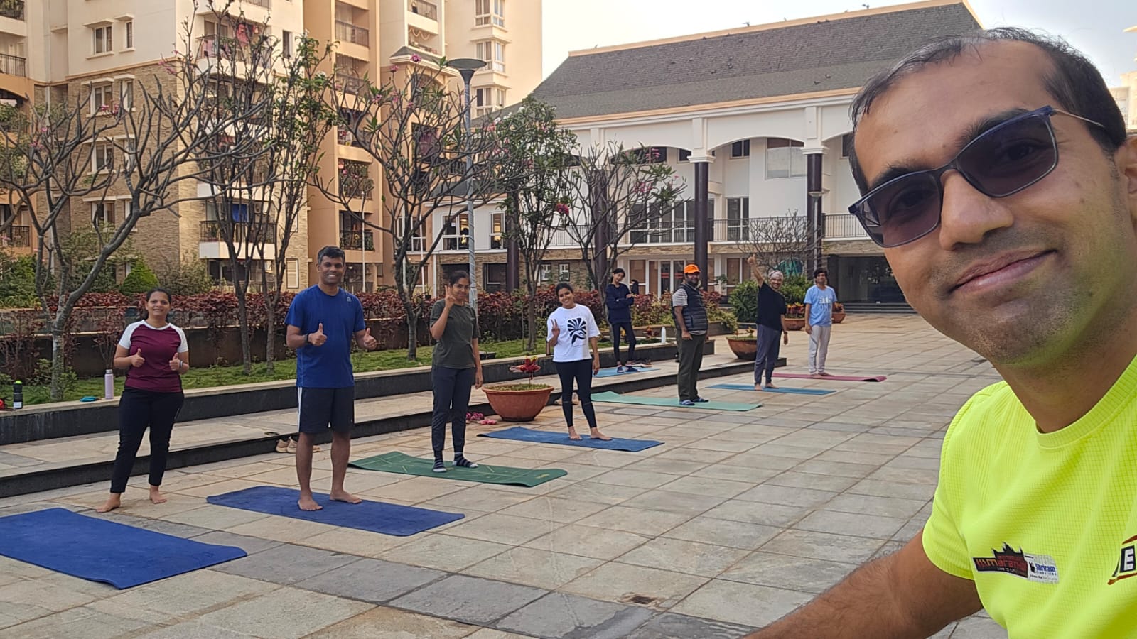 grown-ups exercising