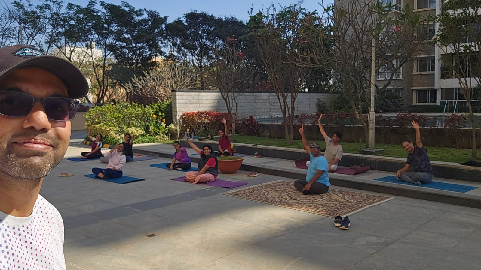 grown-ups exercising